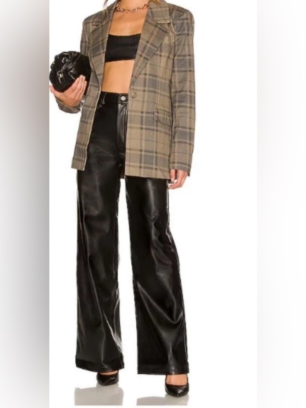 We Wore What High Rise Wide Leg Vegan Leather Pants